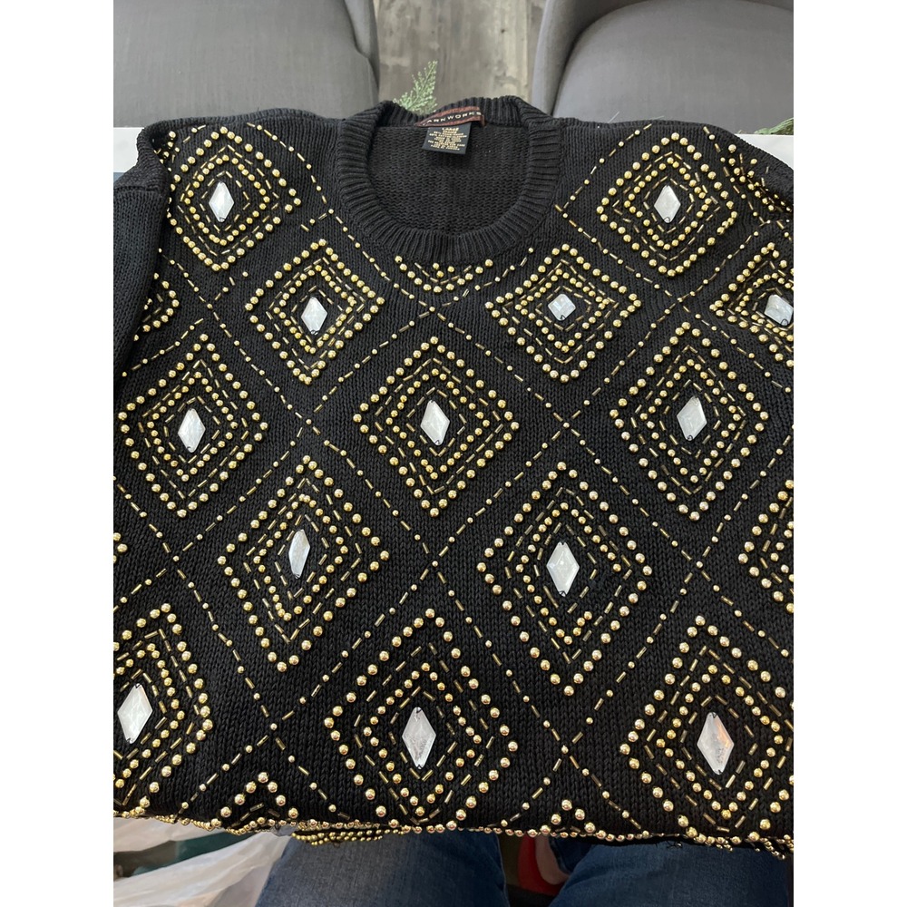 VINTAGE Yarn Works Women Black Sweater L‎